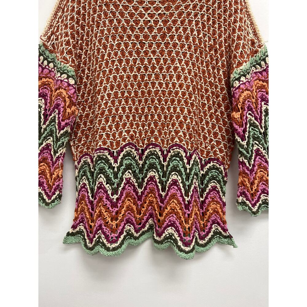 Free People Heatwave Pullover Crochet Boho Hippie Chevron Colorful Sweater - Sml - Picture 8 of 14